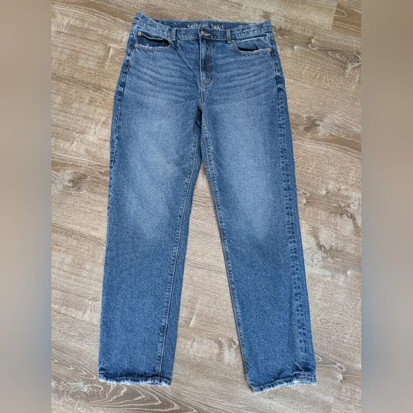 American Eagle Super High Rise Straight Rigid Jeans Size 14 Long - Picture 3 of 10